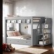 preview thumbnail 2 of 22, Full Size Convertible Bunk Bed with Staircase, Table and Drawers