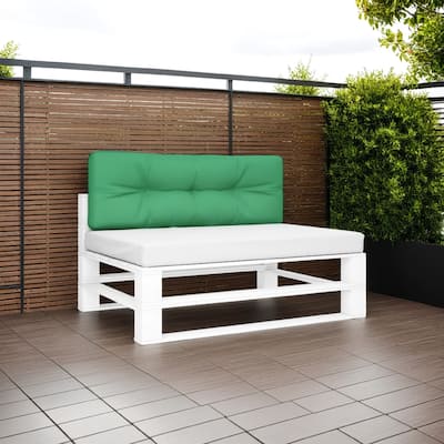 Moni Outdoor Cushion for Bench, Deep Tufted Green Fabric, 47 Inch