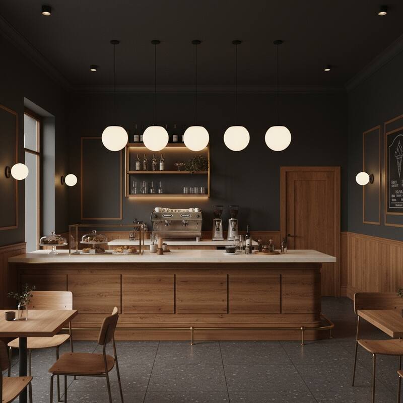 10 inch Diameter Etched White Glass Globe Integrated LED Pendant - Black