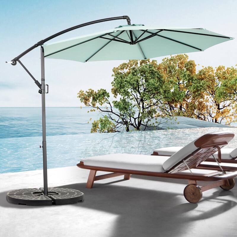 116" Patio Hanging Polyester Umbrella with Tilt Adjustment and 8 Ribs - Light Green