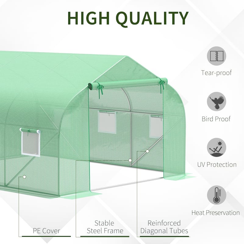 Outsunny 11.5' x 10' x 6.5' Outdoor Walk-In Greenhouse w/ Zippered Door
