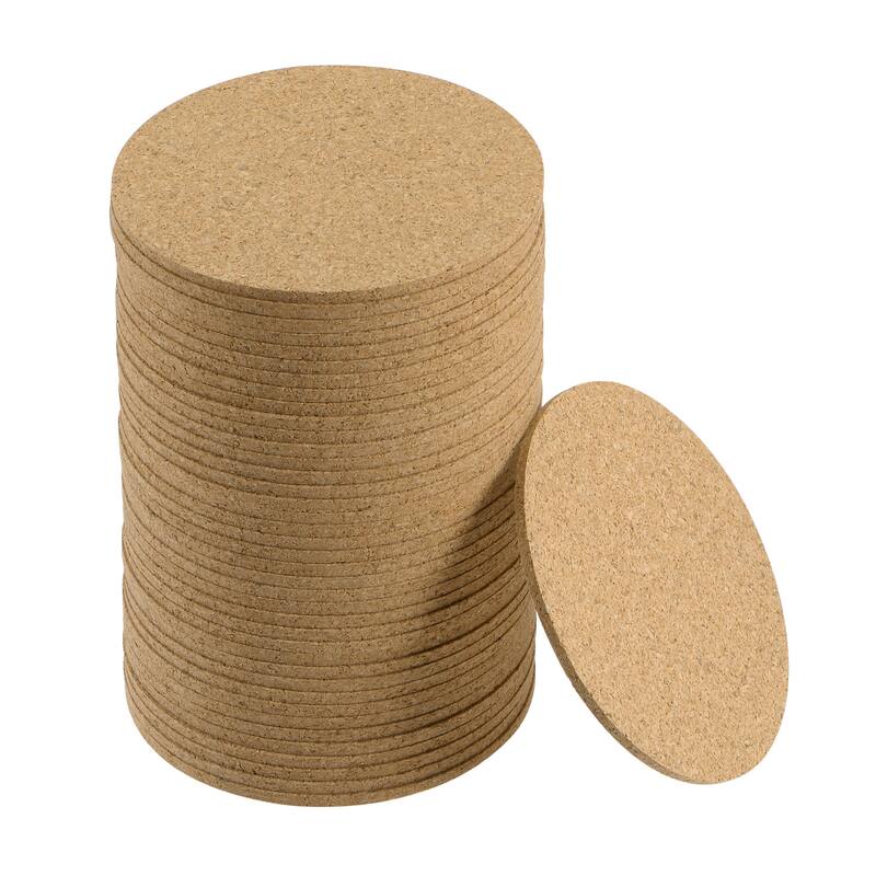 40pcs Cork Coasters Round Wooden Drinks Mats 3.5" Dia 0.12" Thick - Yellow - 3.5 x 0.12 inch