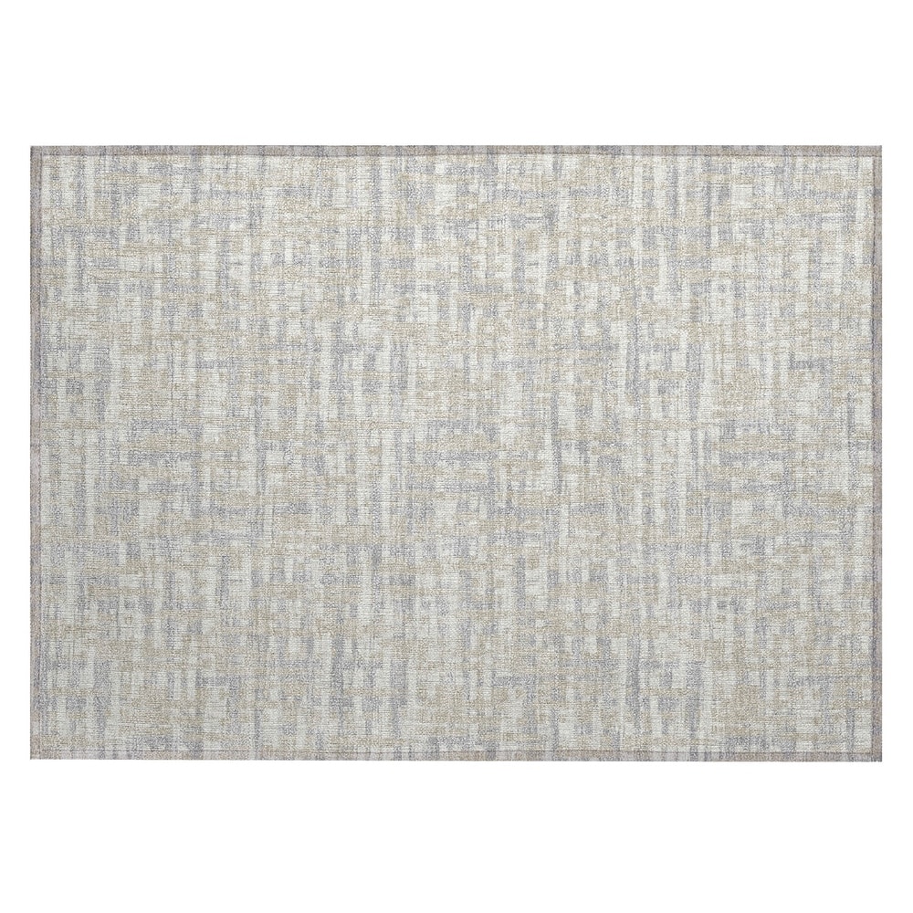 Machine Washable Indoor/ Outdoor Modern Crosshatch Chantille Rug