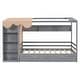 preview thumbnail 14 of 23, Twin Size Wood House Bed with Two Drawers,Shlves and Small Wardrobe
