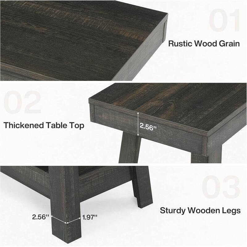 2-Tier End Table, Farmhouse Small Sofa Side Table