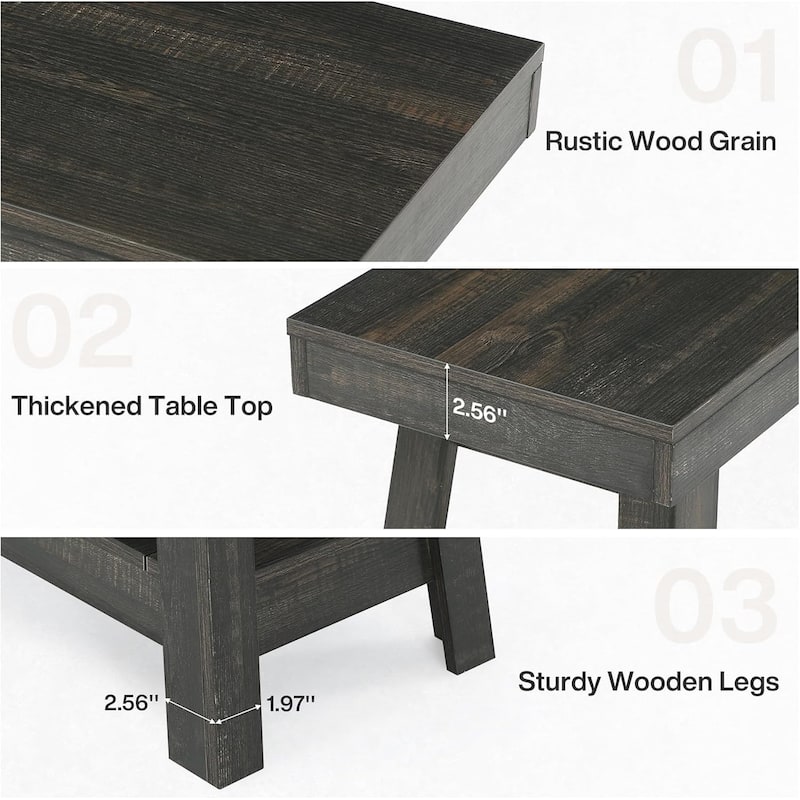 2-Tier Wooden End Table for Living Room, Bedroom, Small Spaces, Rustic Grey