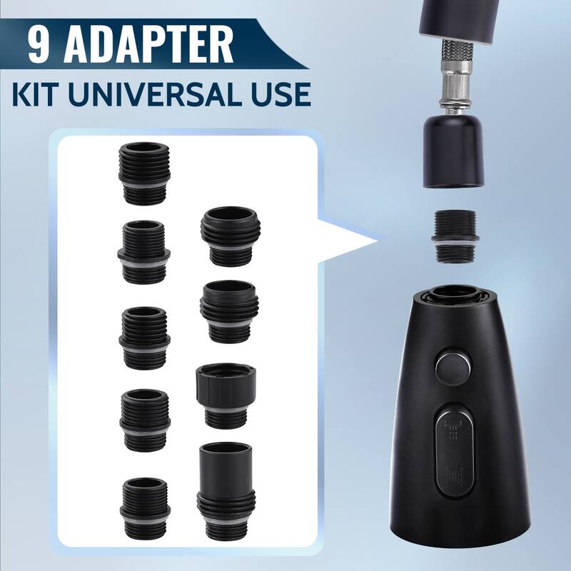 WOWOW Modern Kitchen Faucets Head with 3-Spray Modes and 9 Adapters