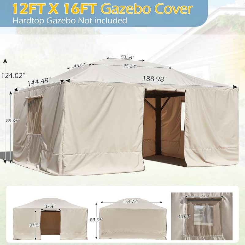 Erommy Hardtop Wood Gazebo with Double Roof – Free Dust Cover with 12x16 or 12x20 Model – Waterproof Outdoor Gazebo