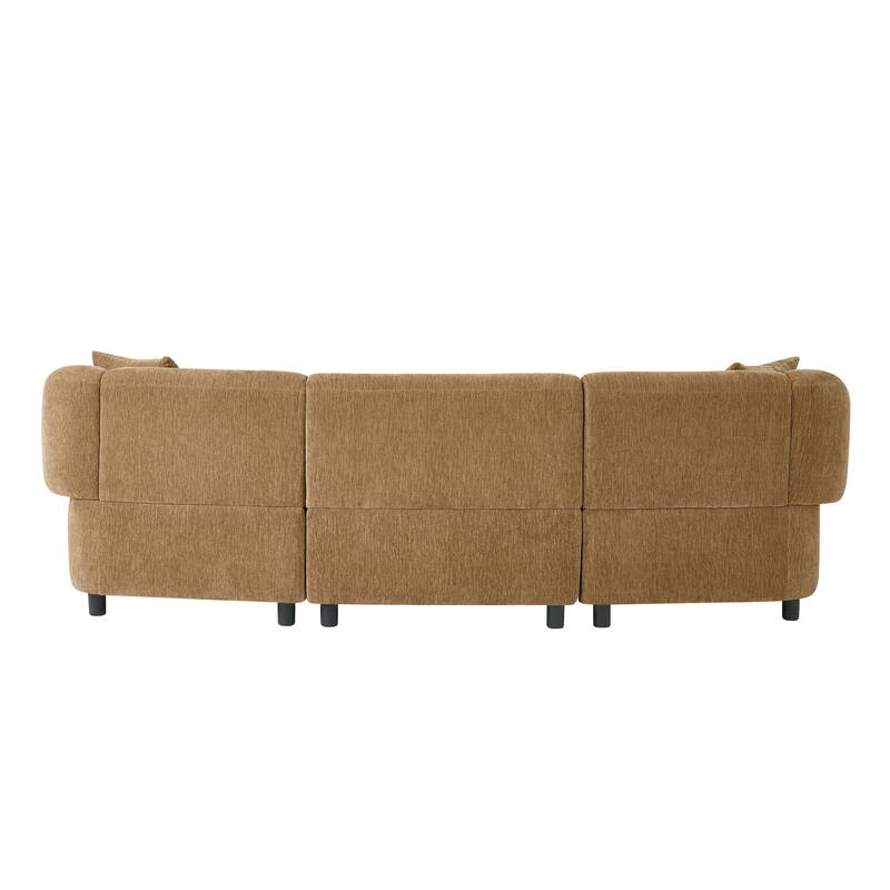 98.5" Curved Sofa for Living Room, Modern Upholstered Fabric Curved Couch with Armrests, 3 Seater Couch for Apartment, Office