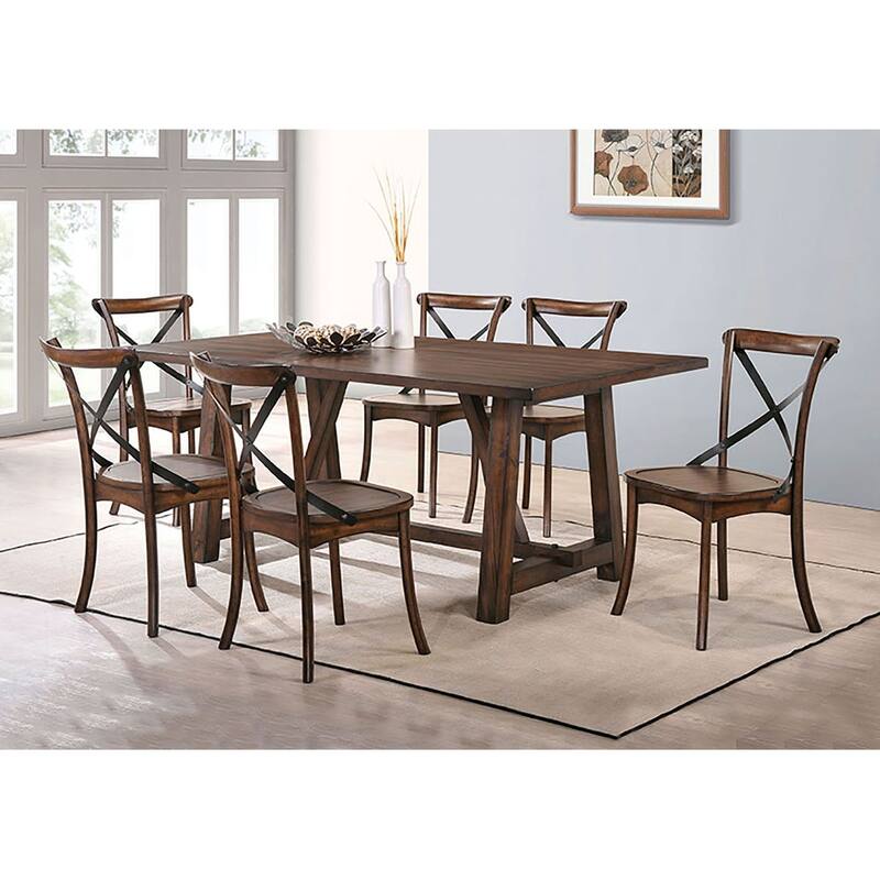 Merken Dark Oak and Black Side Chair with X Shape Back (Set of 2)