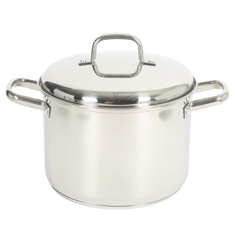 Oster Platinum Sedwick Stackable Stainless Steel Cookware Set W/ Domed Stainless Steel Lids W/ TriPly Encapsulated Base