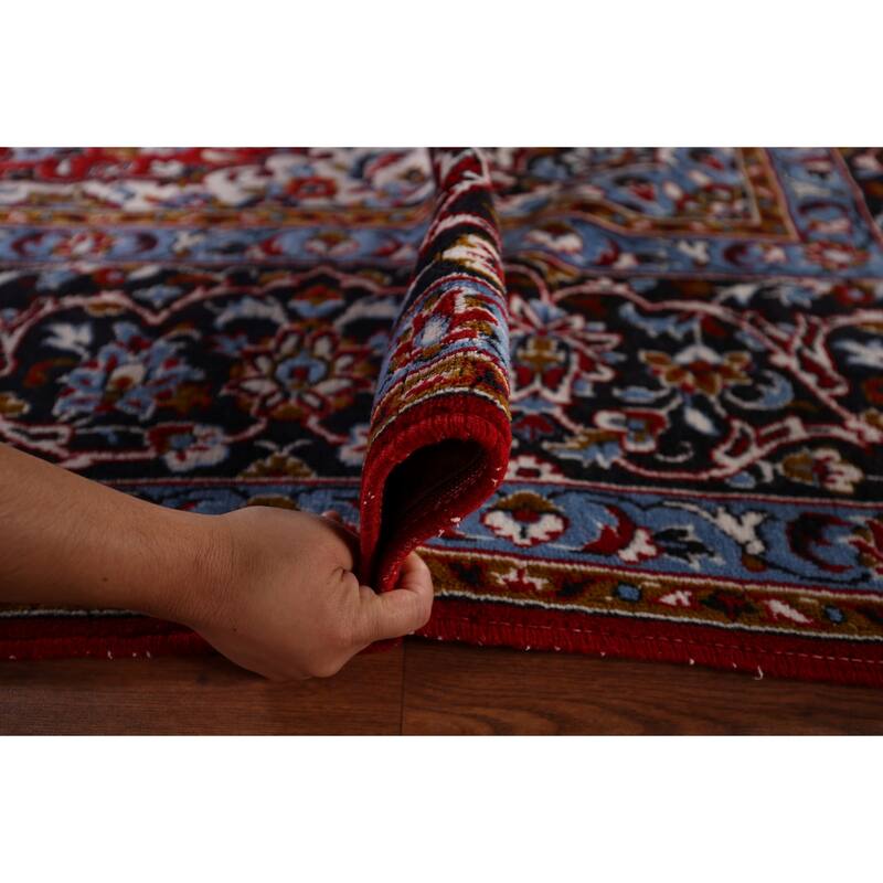Floral Red Kashan Turkish Area Rug Machine-Made Bedroom Carpet - 9'10" x 13'0"