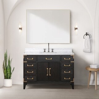 Lexora Laurel Bath Vanity, Carrara Marble Top, Faucet Set, and Mirror