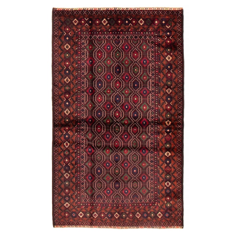 Teimani Red Rug 3'8" x 6'5" - 3'8 x 6'5 - Dark Red - 3'8 x 6'5