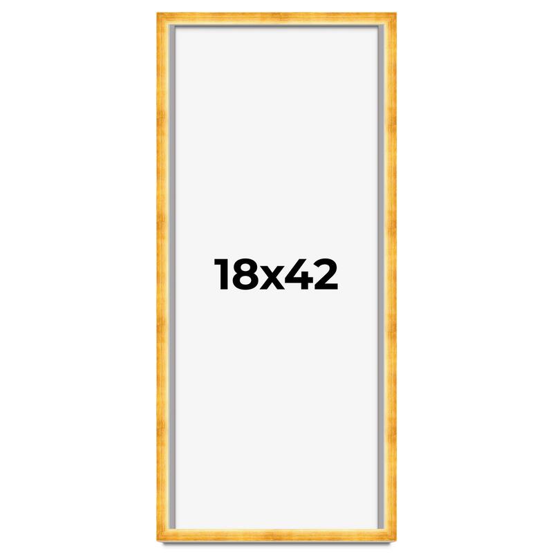 18x42 Shadow Box Frame Gold | 1.625 Inches Deep Real Wood Traditional
