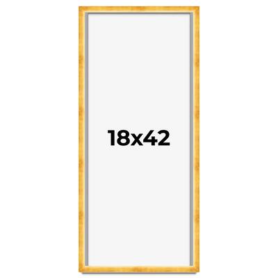 18x42 Shadow Box Frame Gold | 1.625 Inches Deep Real Wood Traditional