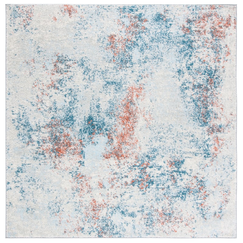 SAFAVIEH Tulum Melinda Modern Abstract Rug - 6'7" Square - Light Blue/Ivory
