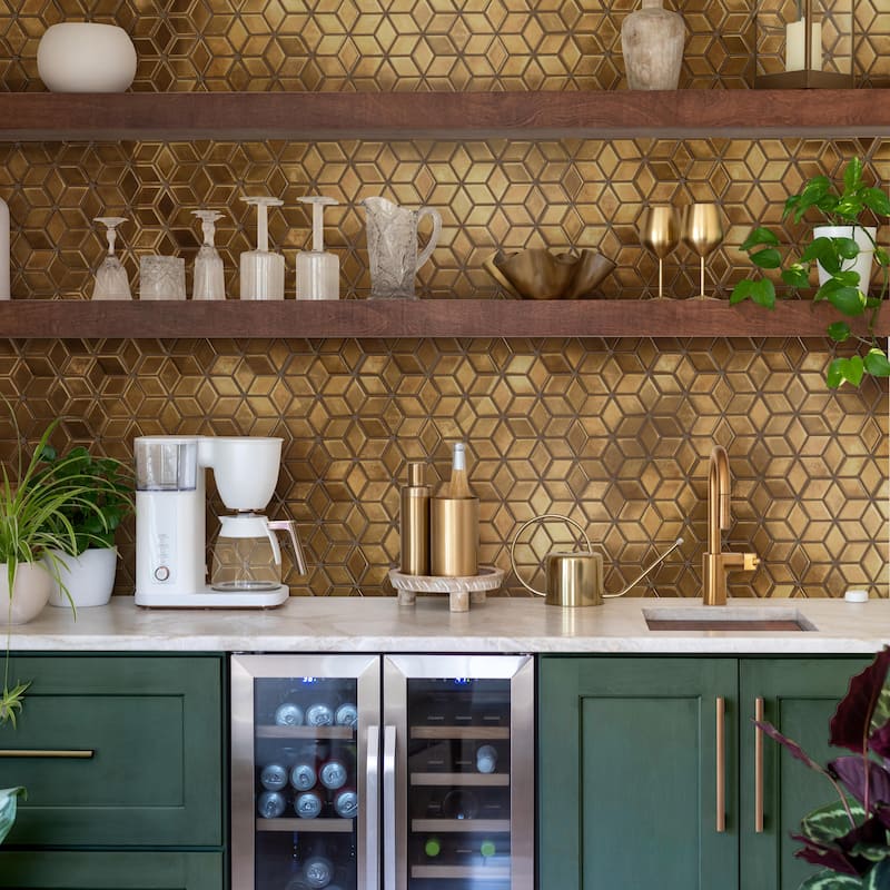 Merola Tile Hudson Rhombus Gold 10-1/4" x 11-3/4" Porcelain Floor and Wall Tile - Case (10 Tiles)