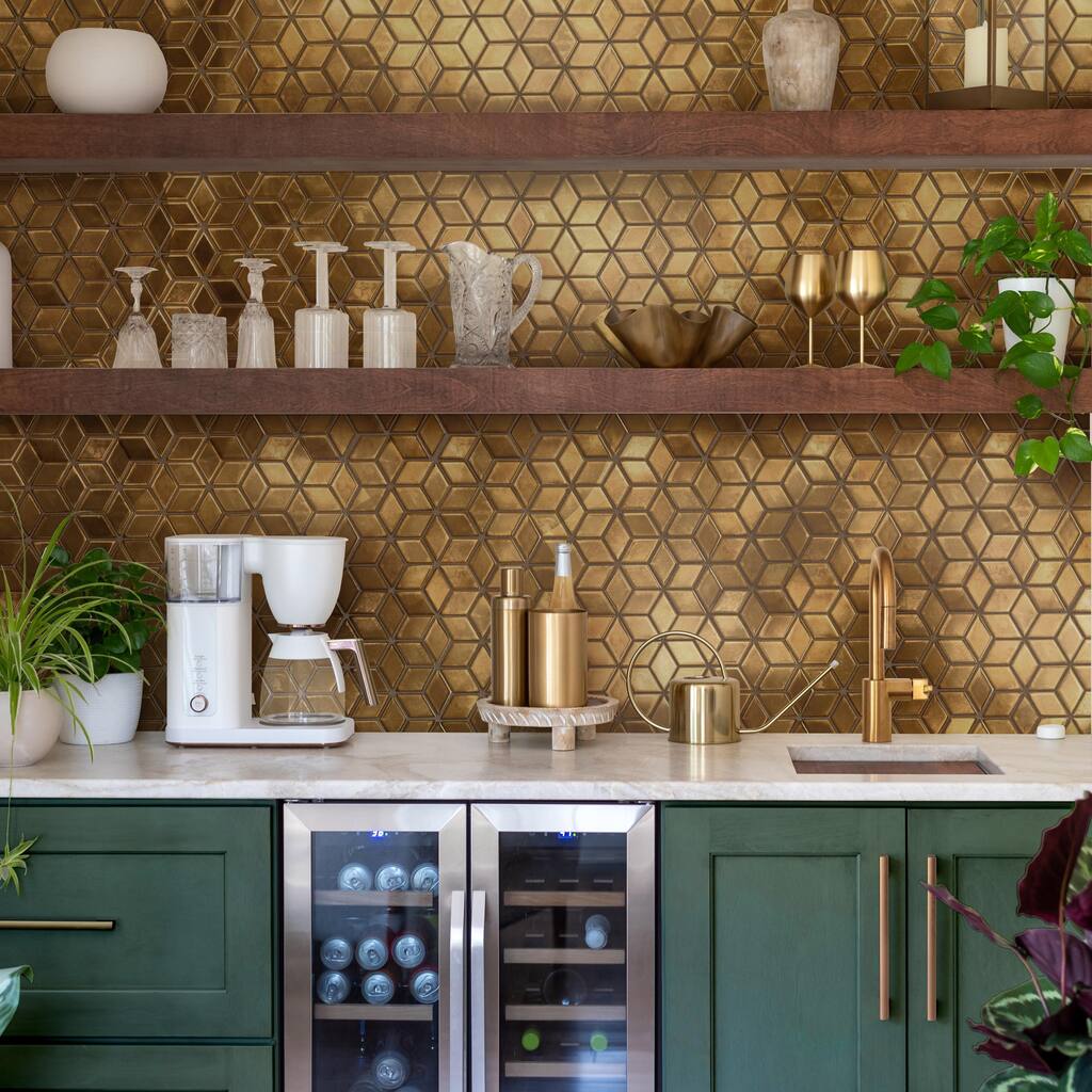 Merola Tile Hudson Rhombus Gold 10-1/4" x 11-3/4" Porcelain Floor and Wall Tile