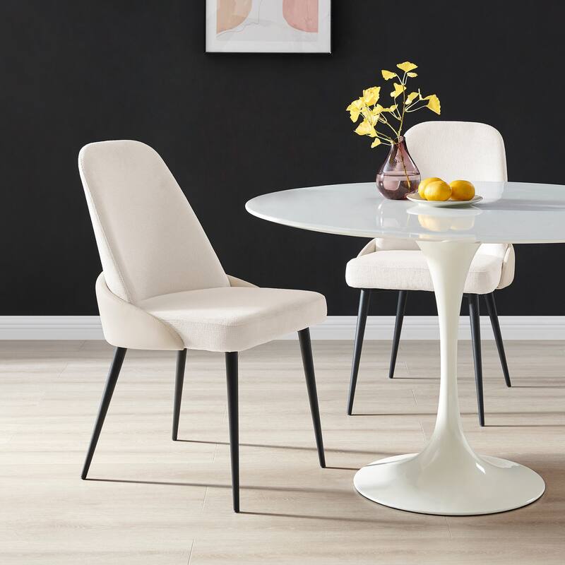 NPD Furniture Elodie Linen/Faux Leather Dining Side Chair (Set of 2)