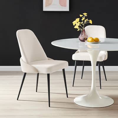 NPD Furniture Elodie Linen/Faux Leather Dining Side Chair (Set of 2)