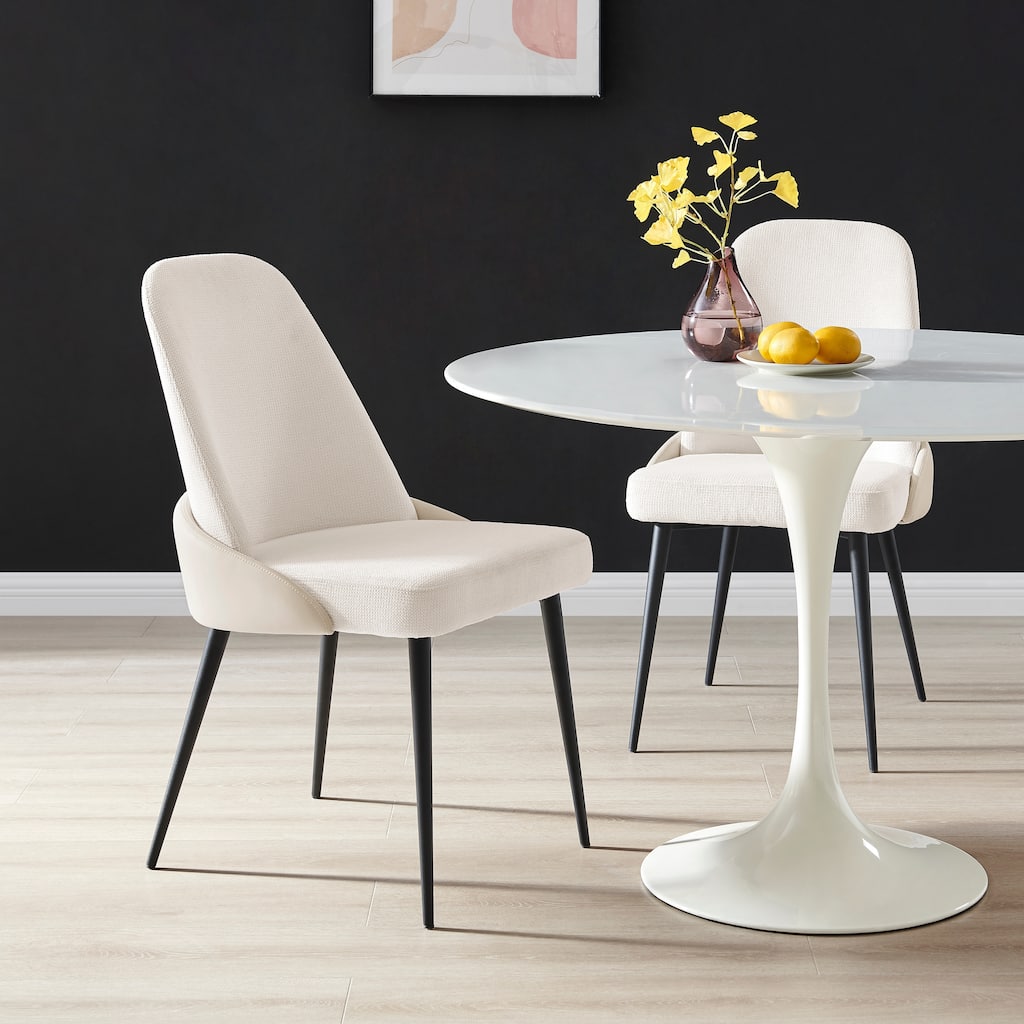 NPD Furniture Elodie Linen/Faux Leather Dining Side Chair (Set of 2)