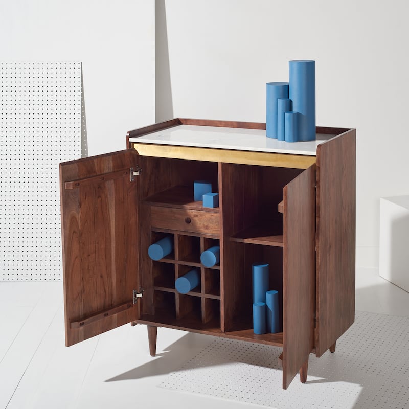 SAFAVIEH Couture Milana Marble Bar Cabinet - 35"W x 18"D x 39"H