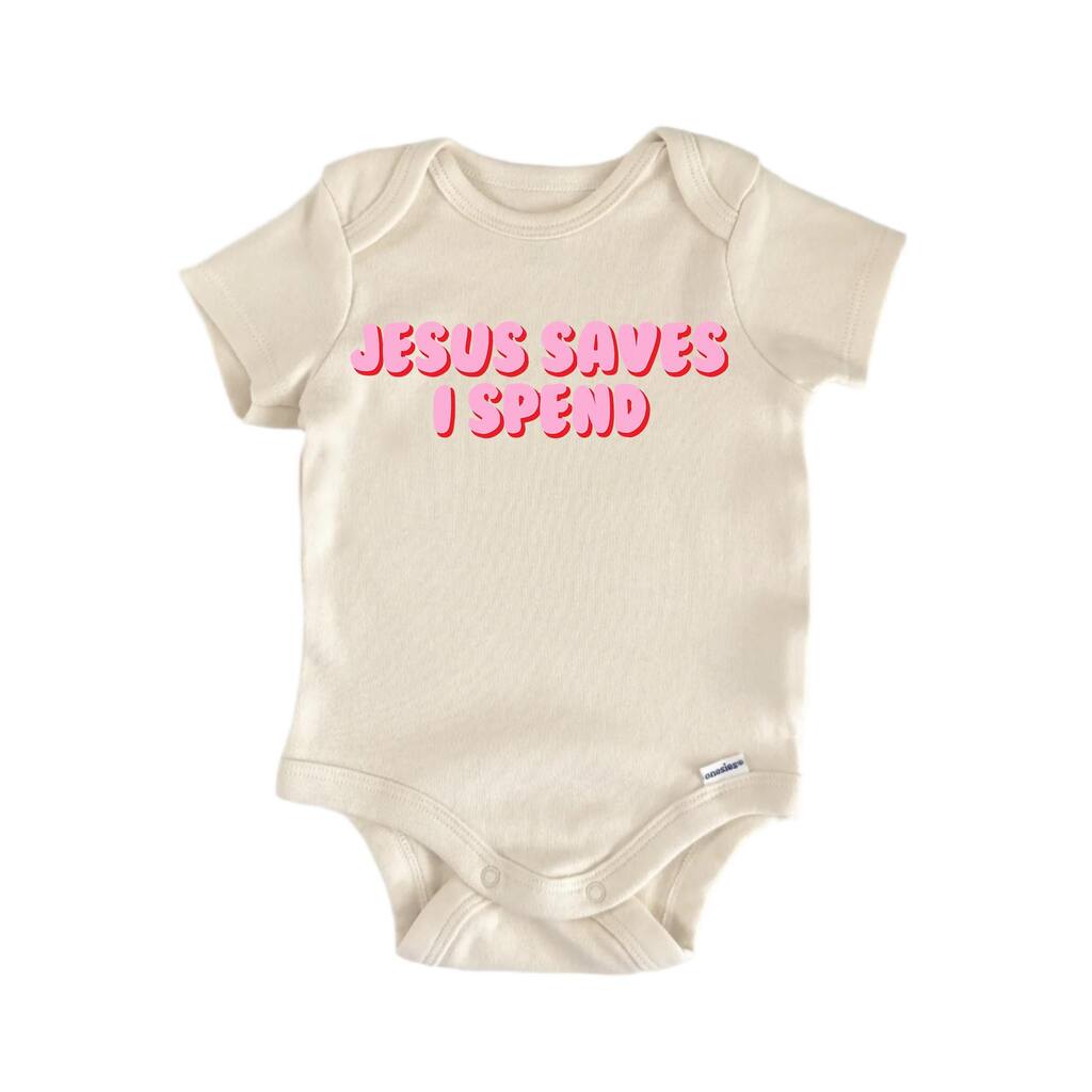 Saves I Spend Jesus Religious God Christian - Baby Boy Girl Clothes Bodysuit