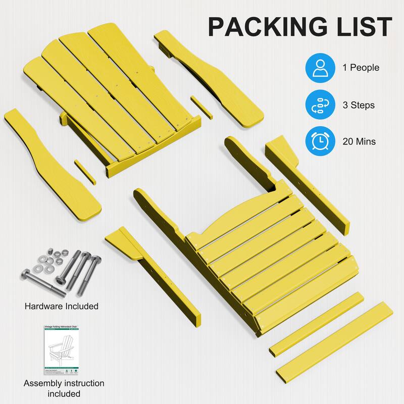Plastic Folding Outdoor Patio Adirondack Chair With Slat Seat