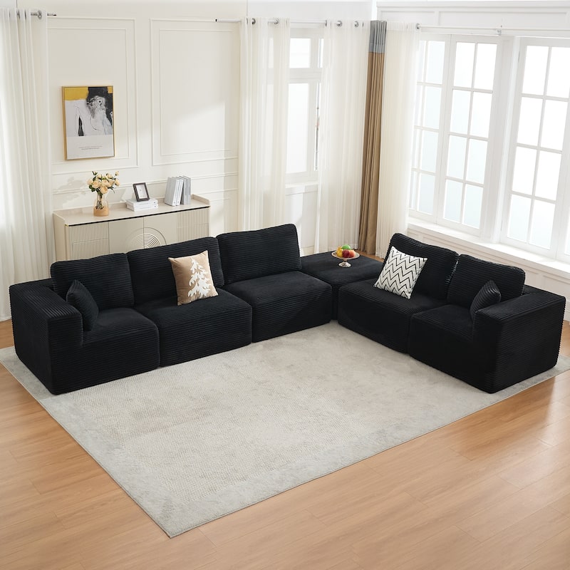 Couch Modular Sectional Sofa with Plush Corduroy No Assembly Required