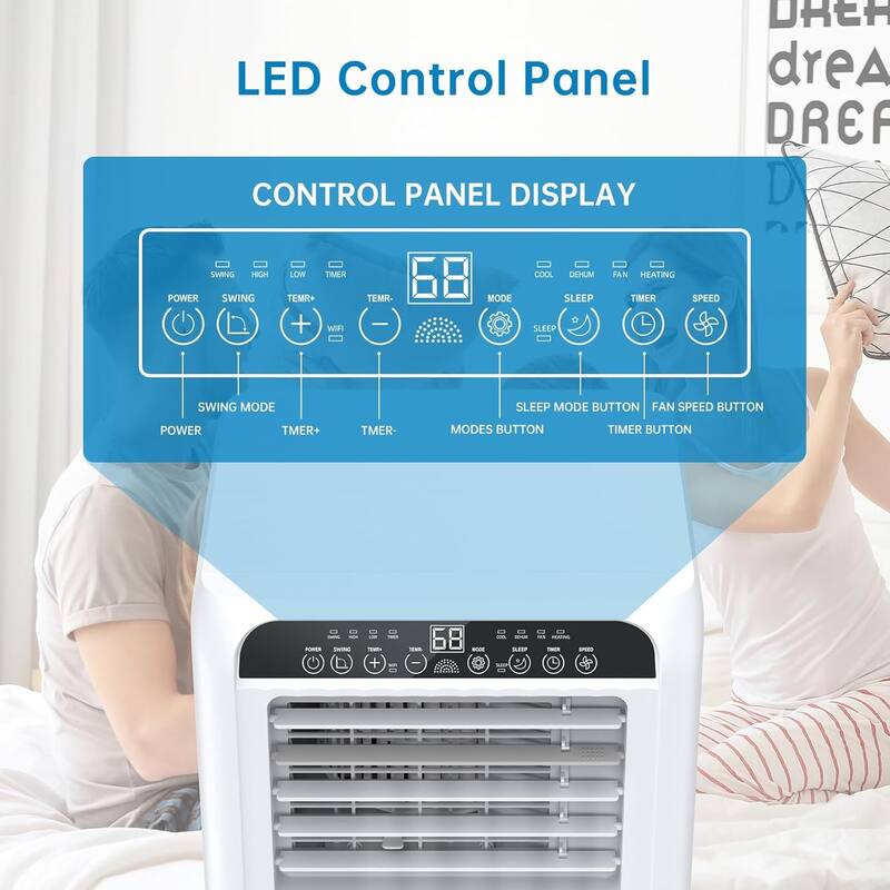 8000 BTU Portable Air Conditioner, 3 In 1 AC Unit for 350 Sq.Ft