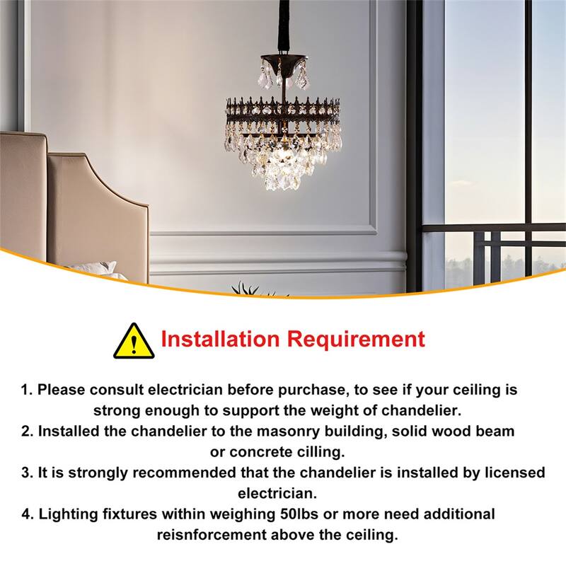 30/60CM Round Crystal Light Fixture with 3 Color Black Gold Crown Design Chandelier for Entryway, Living Room, Bedroom