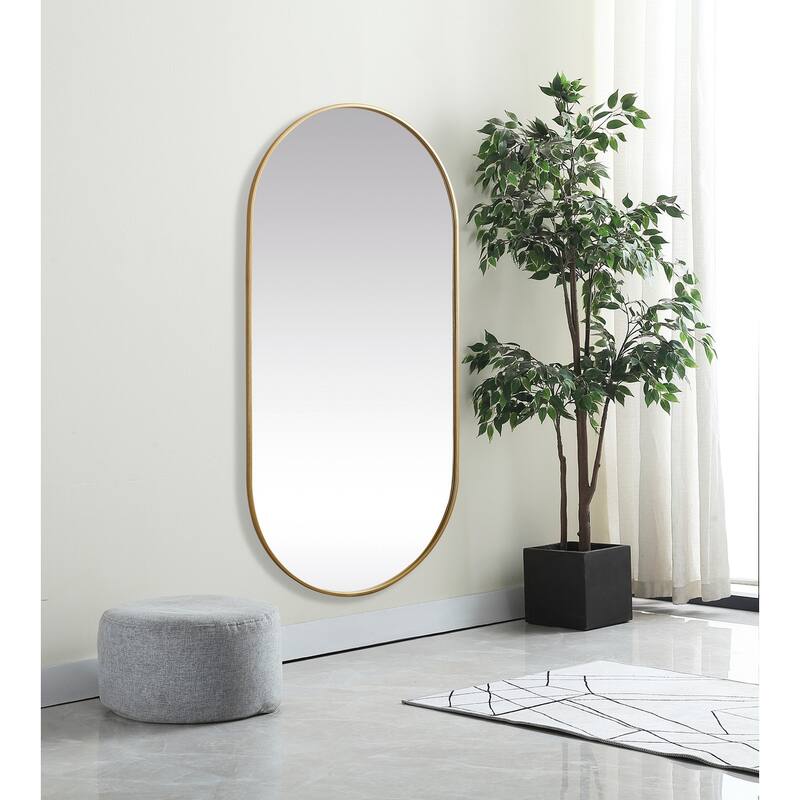 Indigo Home Metal Frame Oval Mirror 30x60 Inch