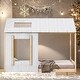 preview thumbnail 1 of 24, House Design Twin Wood Bed Frame,Twin Size House Platform Bed White+Natural