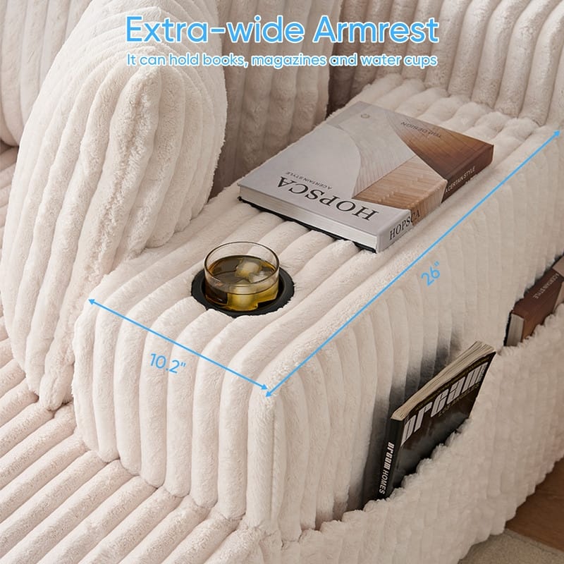 Mixoy Corduroy 51"Chaise Lounge 1-Seater Sofa Chair With Storage