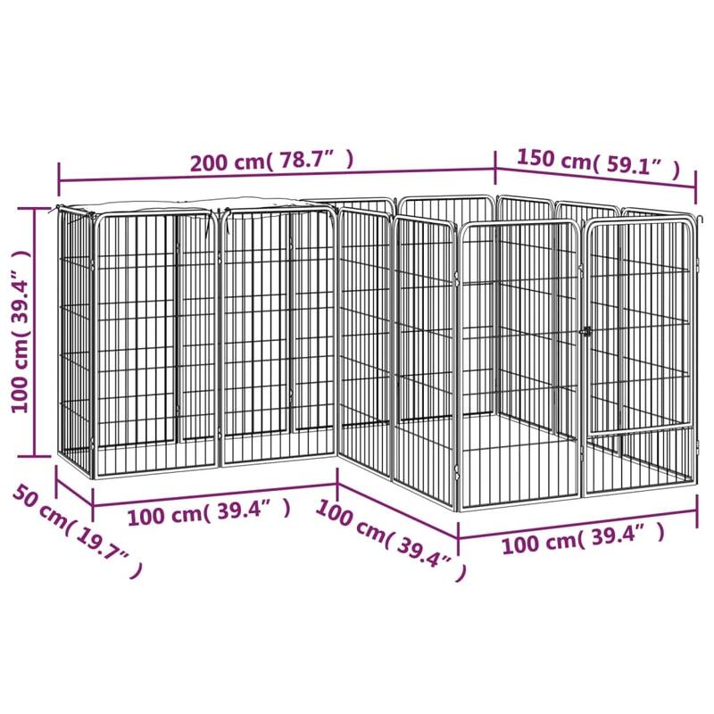 vidaXL Dog Playpen Kennel Dog Cage Puppy Pet Exercise Wire Fence Steel Black