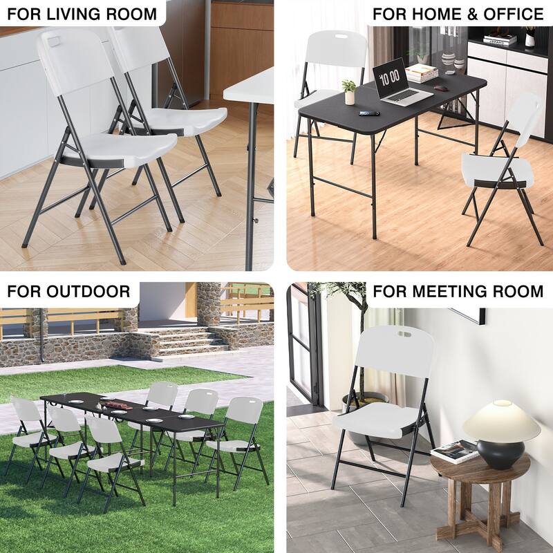 4 Pack Metal Folding Chairs with Padded Cushion and Back, Stackable Fabric Dining Chair Set, Upholstered Commercial Seat