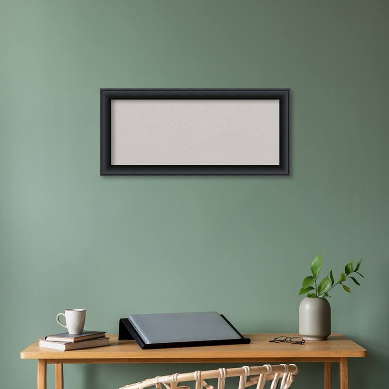 Nero Black Wood Framed Grey Corkboard Bulletin Board