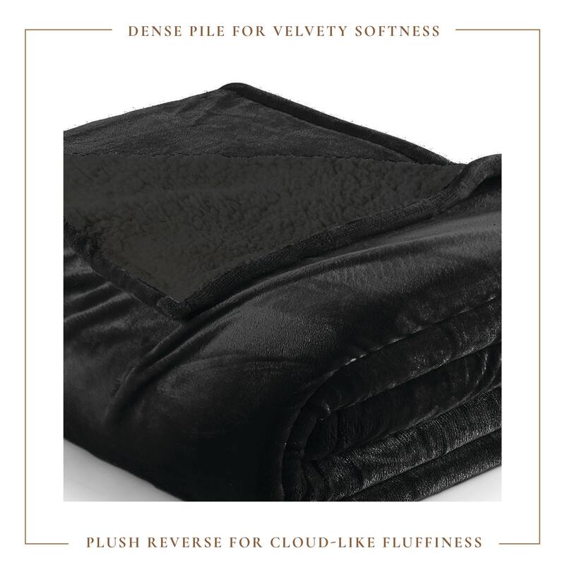 Linery & Co. Velvet Plush Reversible Sherpa Bed Blanket