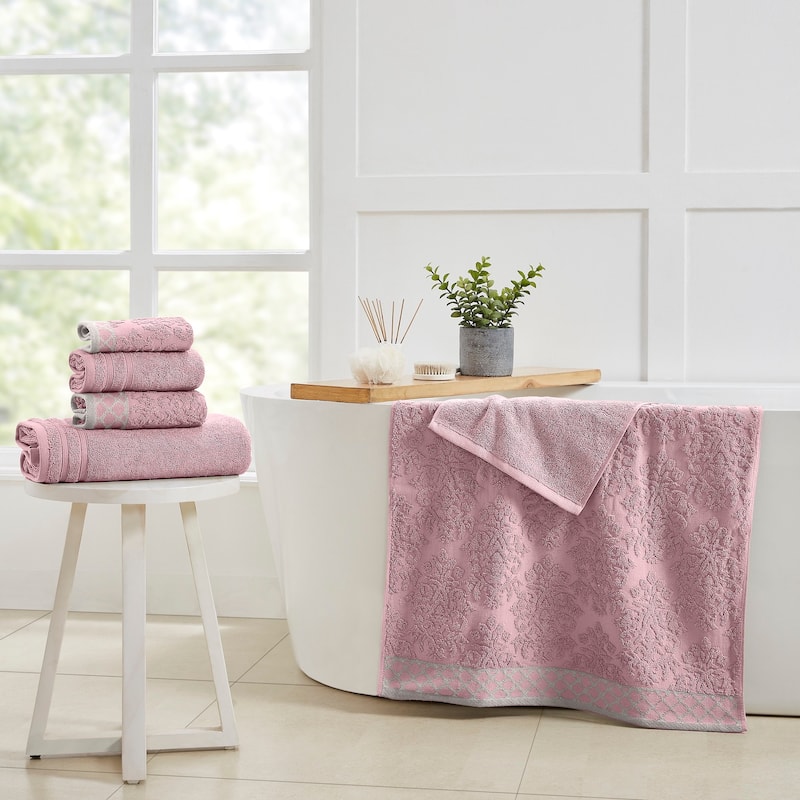 Modern Threads Damask Jacquard 6-piece Embellished Border Towel Set