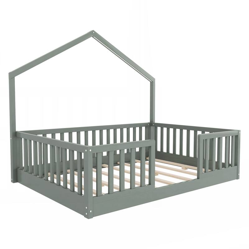 Full Floor Bed with High Rails