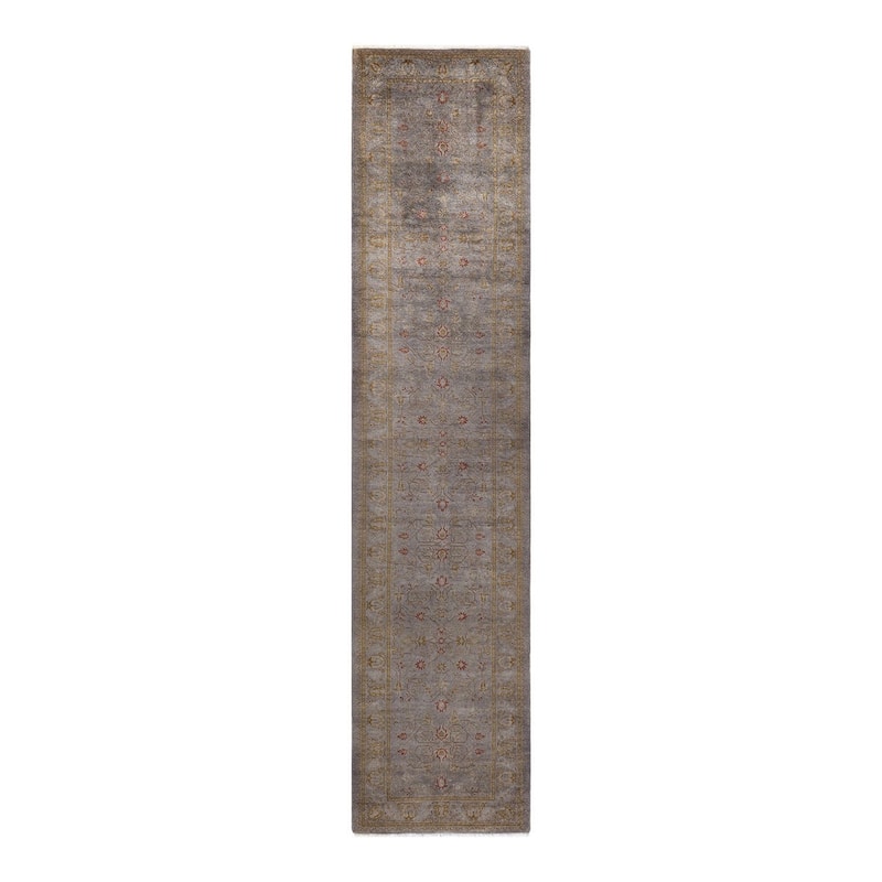 Overton Hand Knotted Wool Vintage Inspired Modern Contemporary Overdyed Gray Runner Rug - 2' 8" x 12' 0"