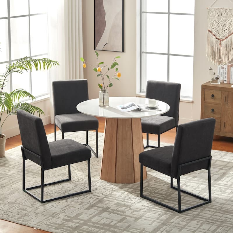 Mid Century Modern Dining Chair with Black Metal Legs