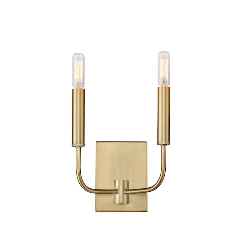 Aged Brass Modern Glam Traditional 2-light Wall Sconce with Shade