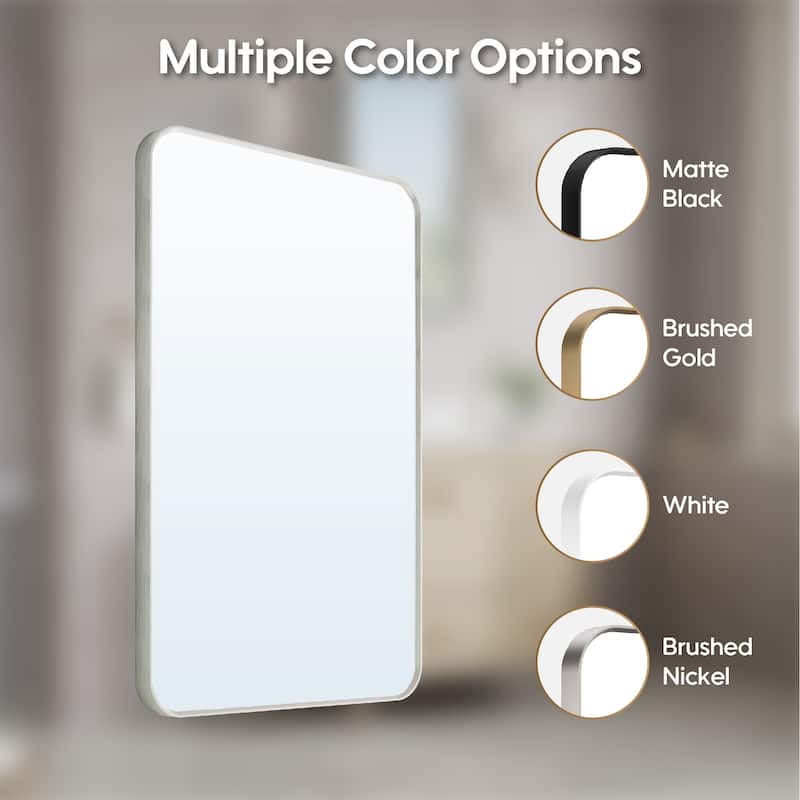 Modern Bathroom Rectangular Wall Mounted Anodized Aluminum Framed Vanity Mirror