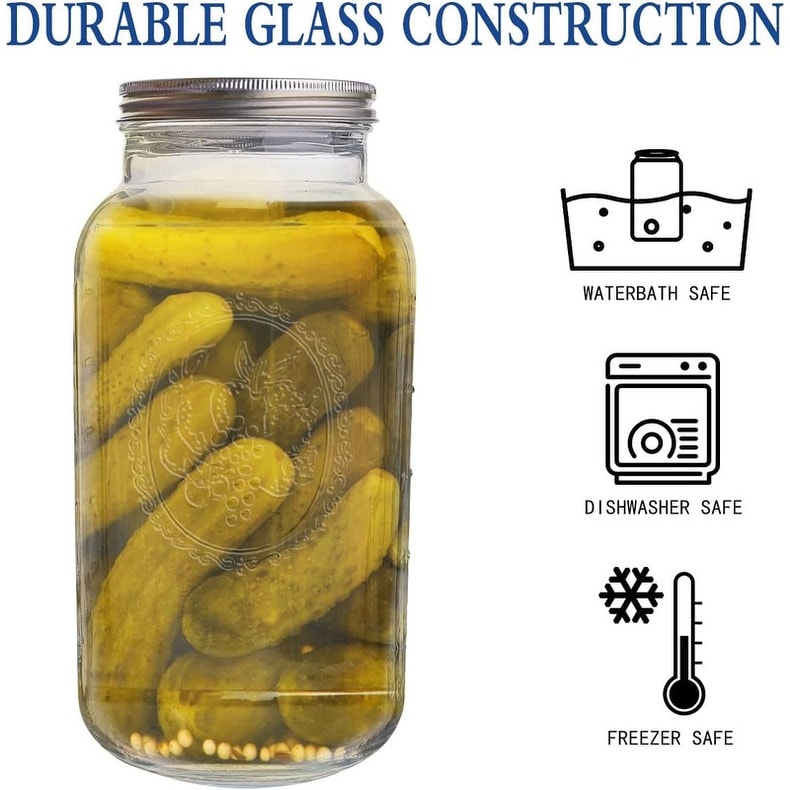 Large Mouth Jar 13 Clear Glass Pickle Jar Vintage Big Canister Lid