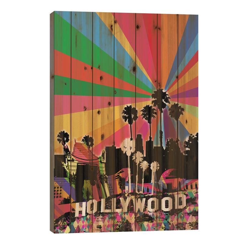 Los Angeles Psychedelic Pop 2 Print On Wood by 5by5collective - Multi-Color - 40x26x1.5