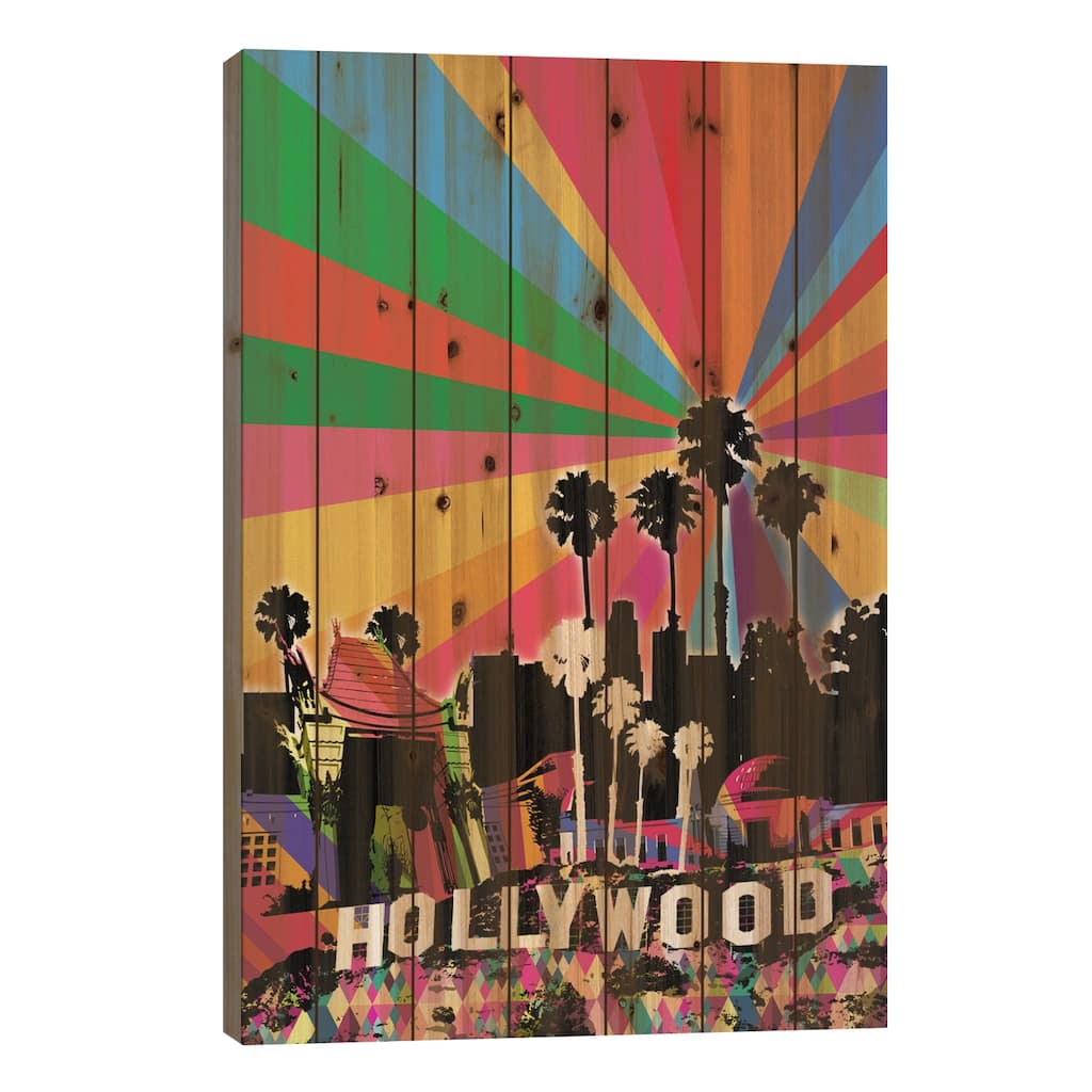 Los Angeles Psychedelic Pop 2 Print On Wood by 5by5collective - Multi-Color