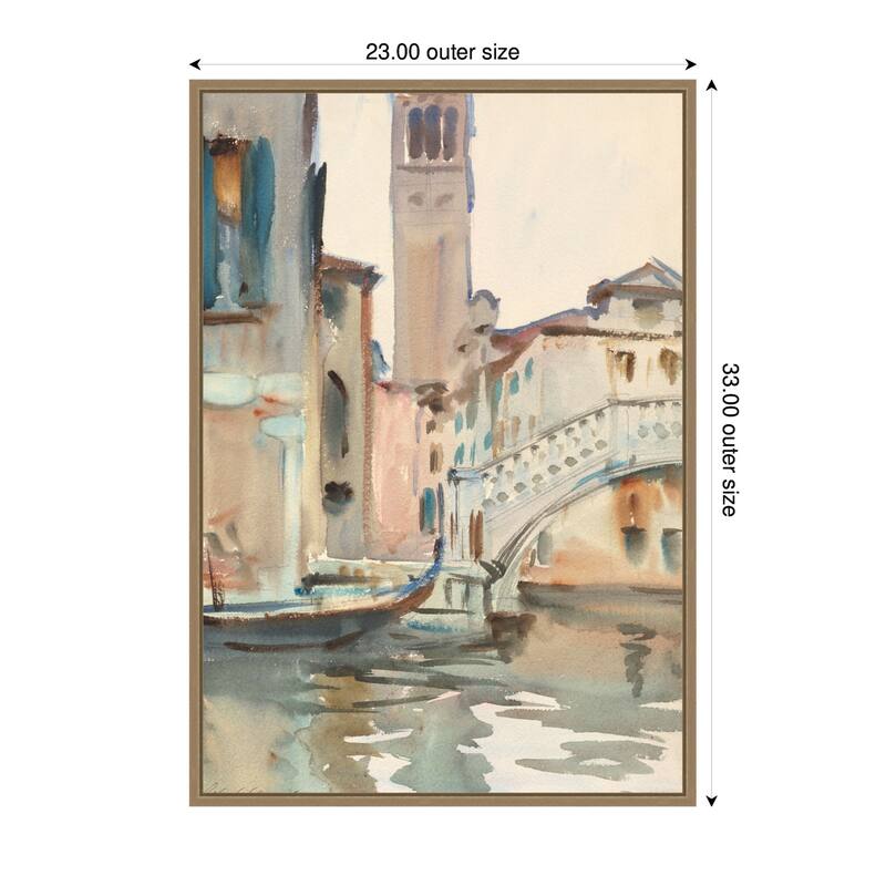 Kate and Laurel A bridge and Campanile Venice 1902 John Singer Sargent by Nostalgia Prints Framed Canvas Wall Art Print