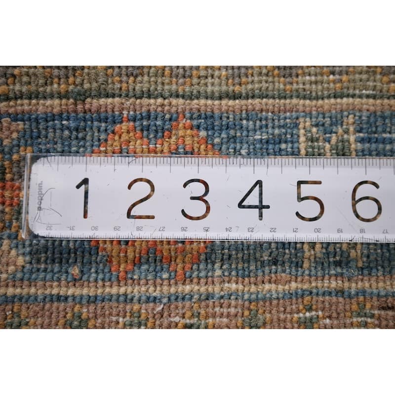 Geometric Kazak Accent Rug Hand-Knotted Wool Carpet - 3'11" x 5'9"